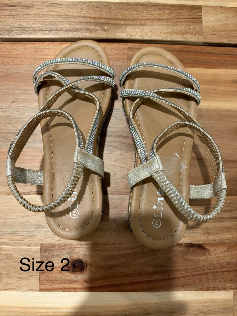 Link Girls Gold Glitter Strappy Sandals